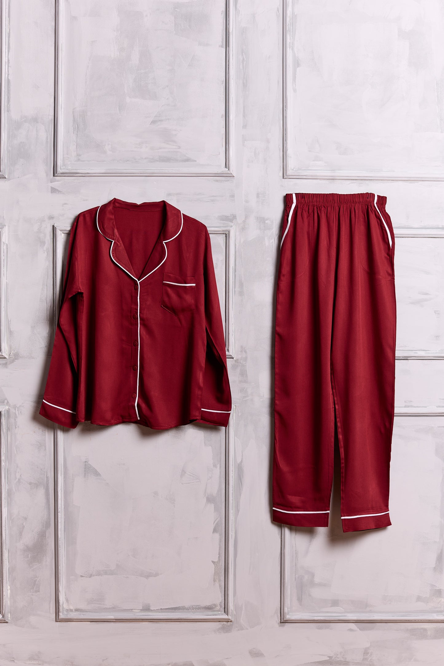 Maroon Pyjamas with Piping