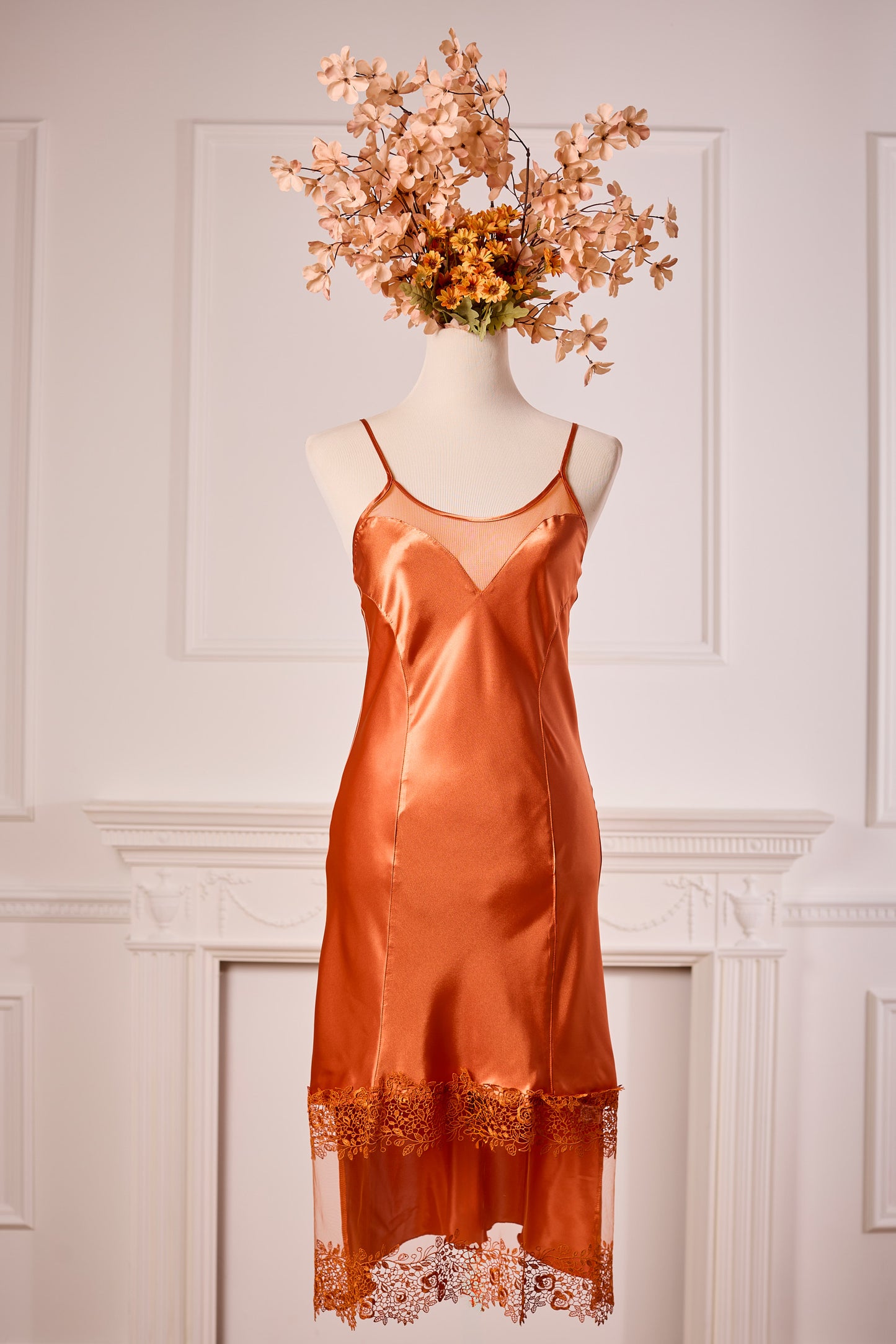 Burnt Orange Long Nightdress and Dressing Gown