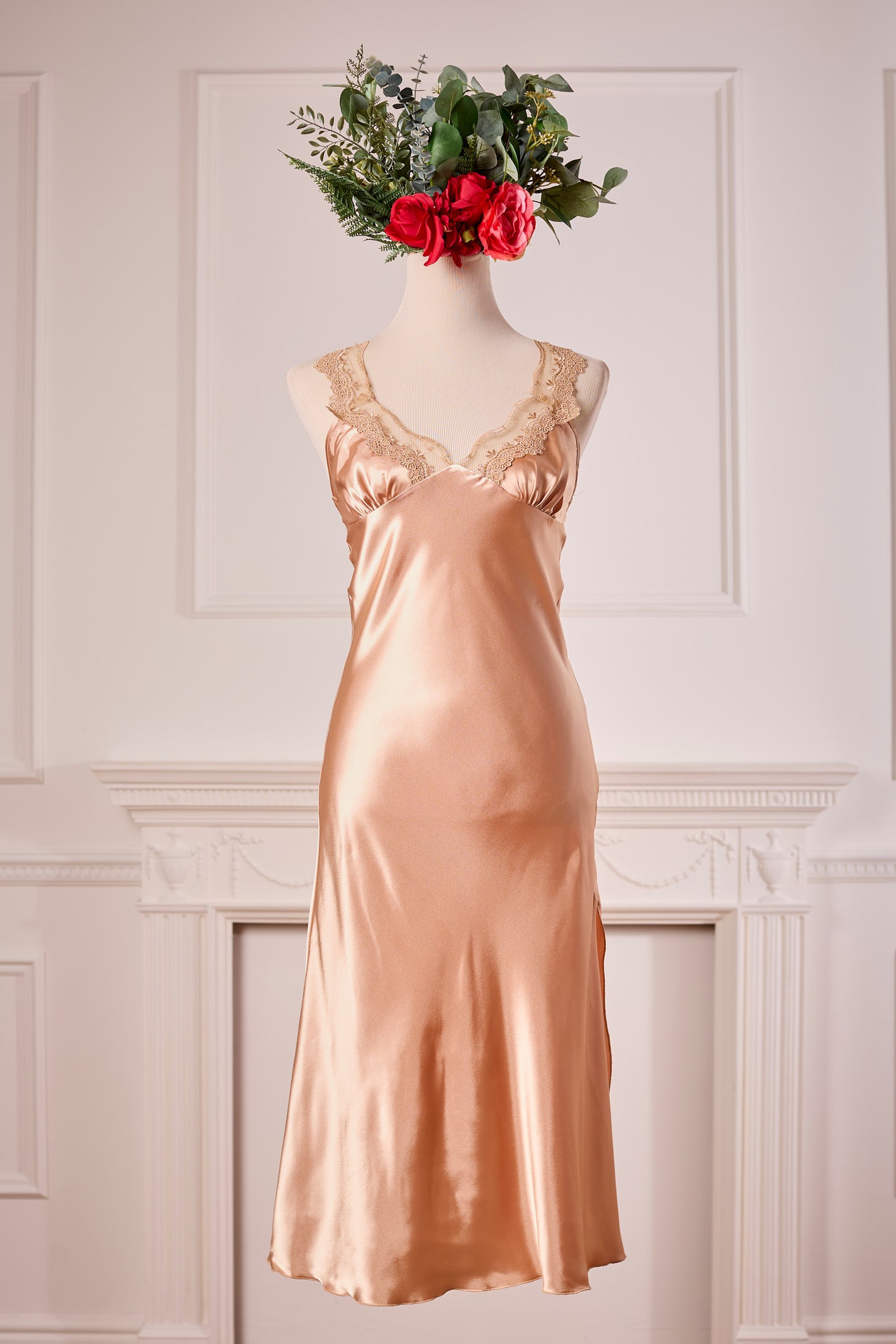 Gold Long Nightdress and Dressing Gown