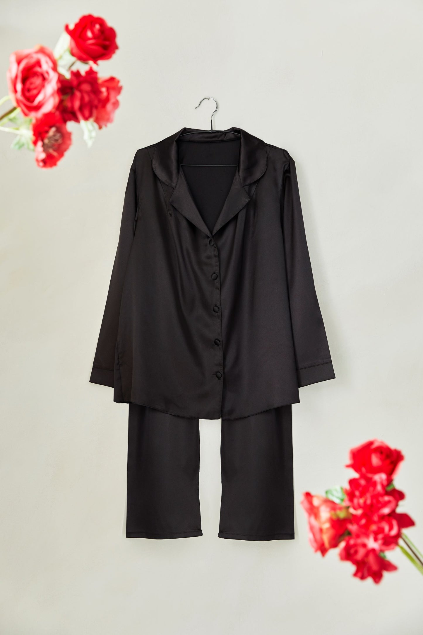 Black Satin Pyjamas