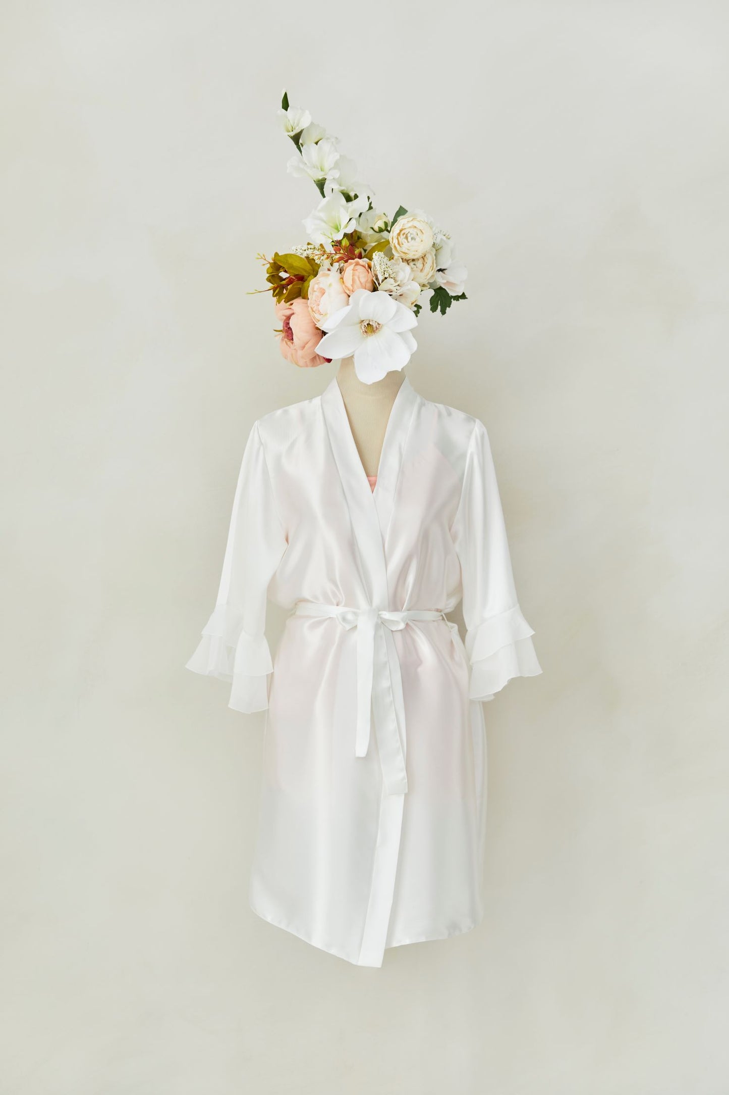 Ivory Short Dressing Gown – Chiffon