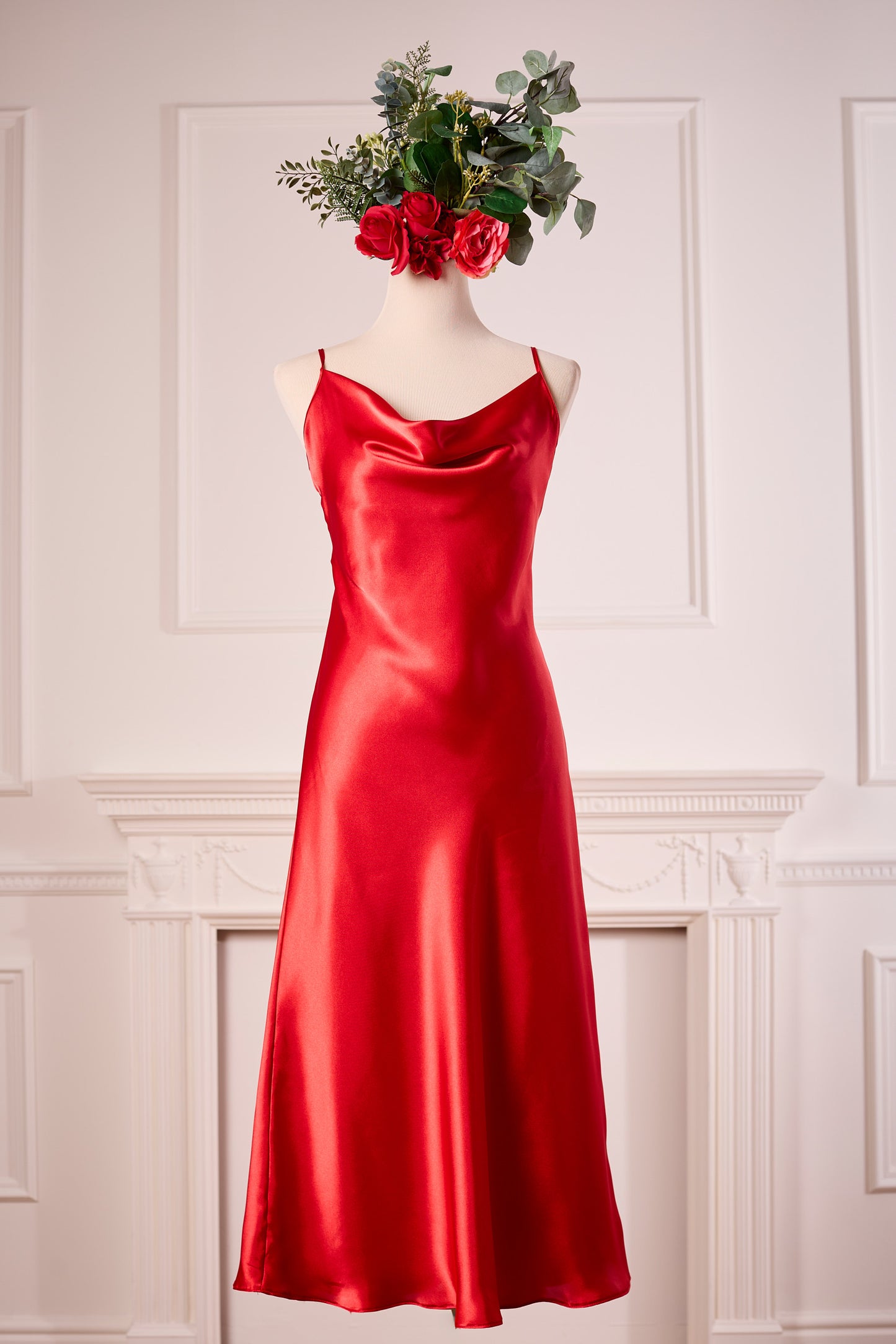 Red Cowl neck Long Nightdress