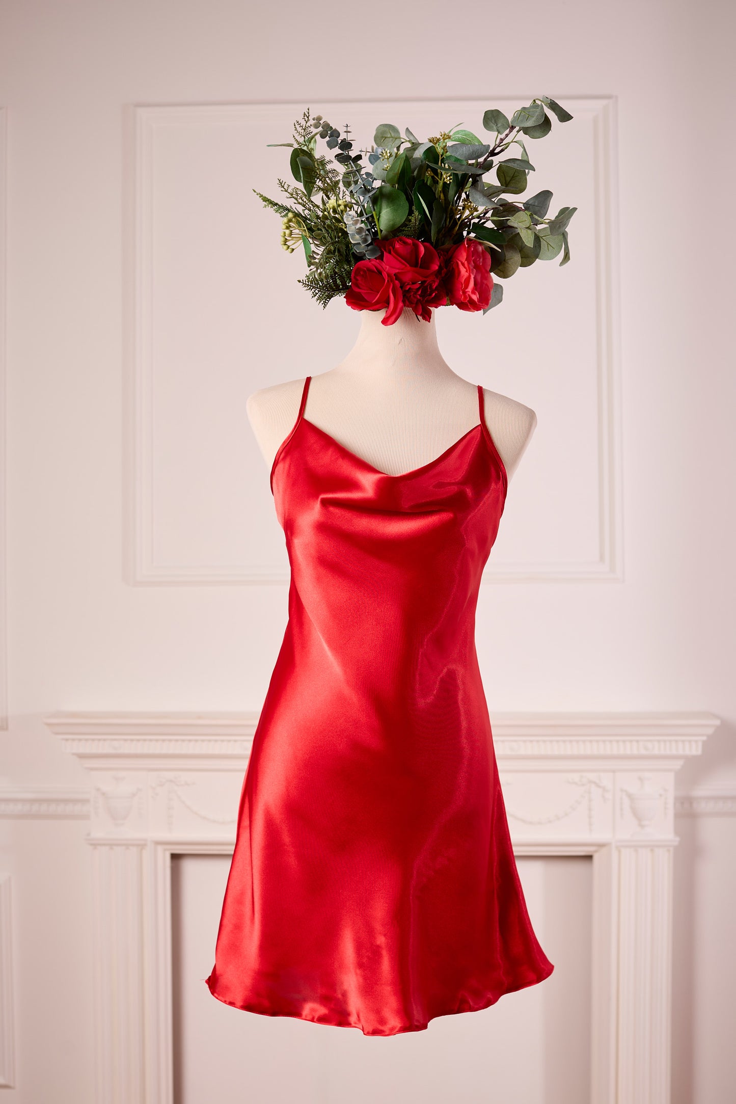 Red Cowl neck Short Nightdress