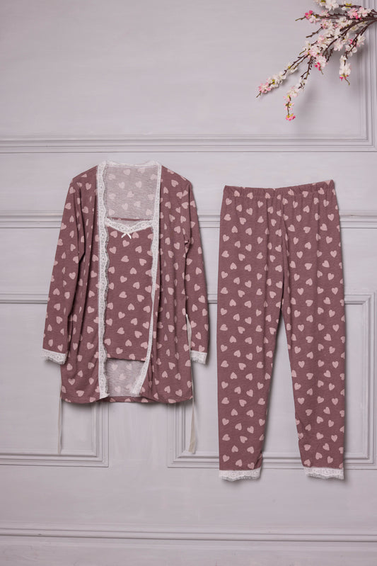 Pink with hearts 3 piece Cami Set - Trousers