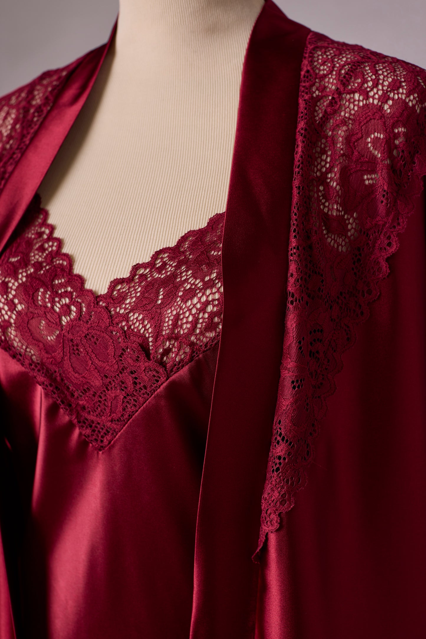 Plus size Maroon Long Nightdress and Dressing Gown