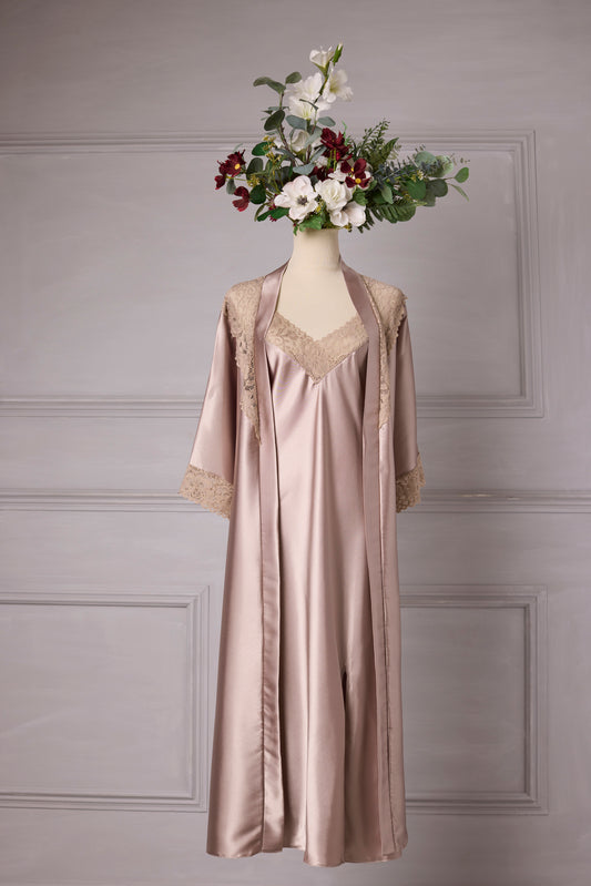 Plus size Mink Long Nightdress and Dressing Gown