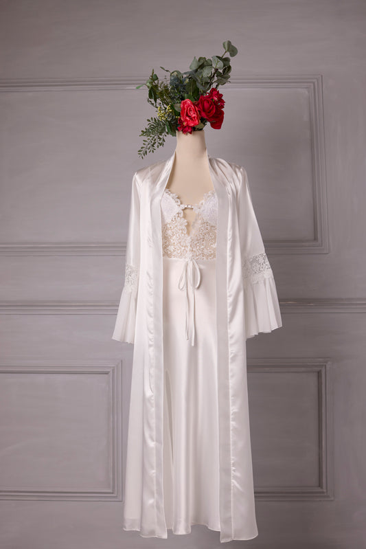 Ivory Nightdress and Dressing Gown