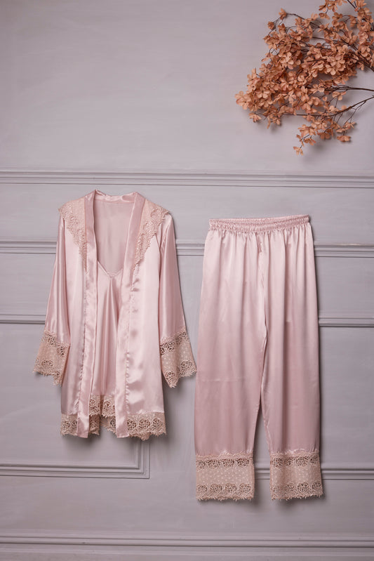 Pale pink 3 piece Cami Set - Trousers