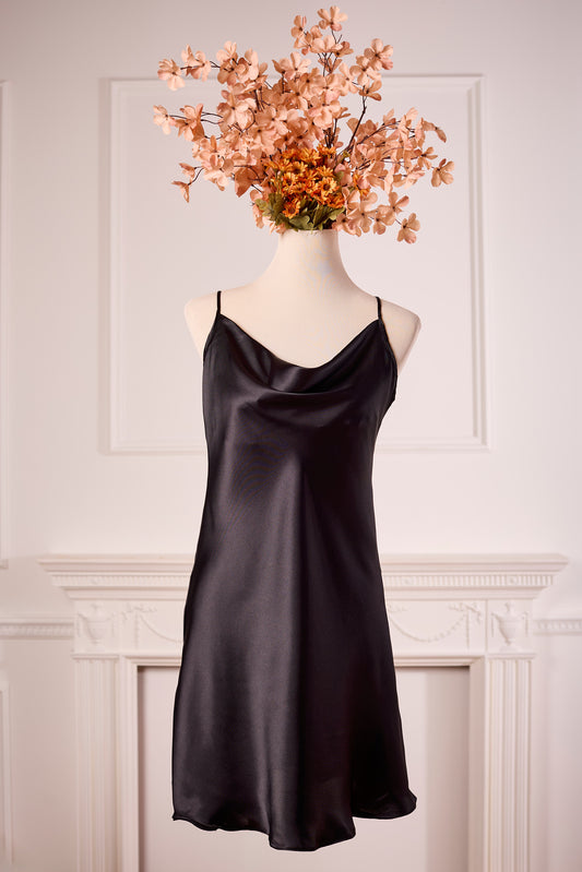 Black Cowl neck Short Nightdress