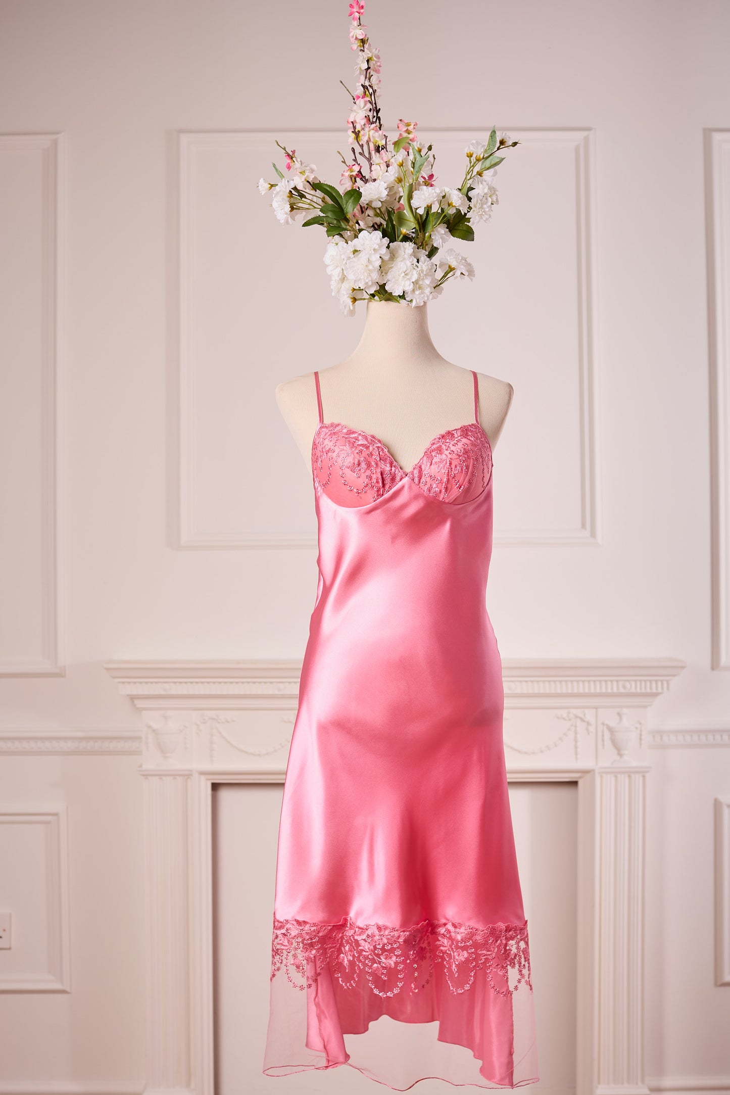 Pink Long Nightdress and Dressing Gown