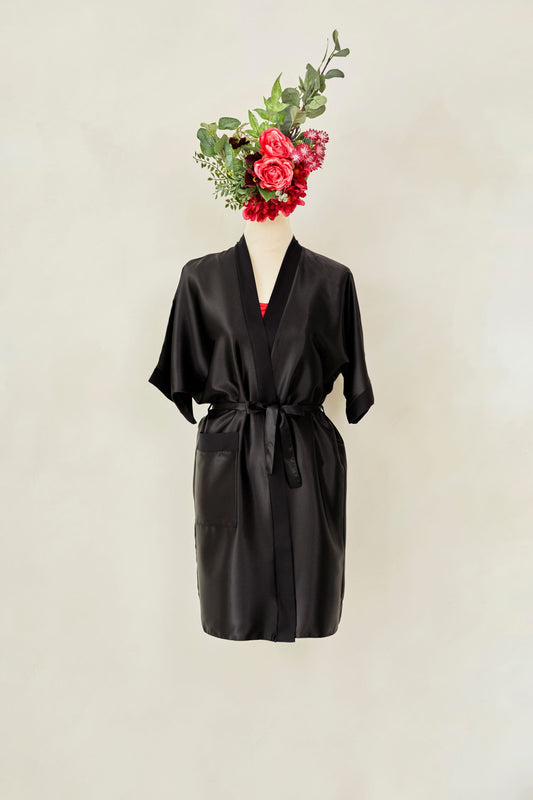 Black Short Dressing Gown