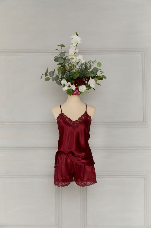 Maroon Cami Set with lace