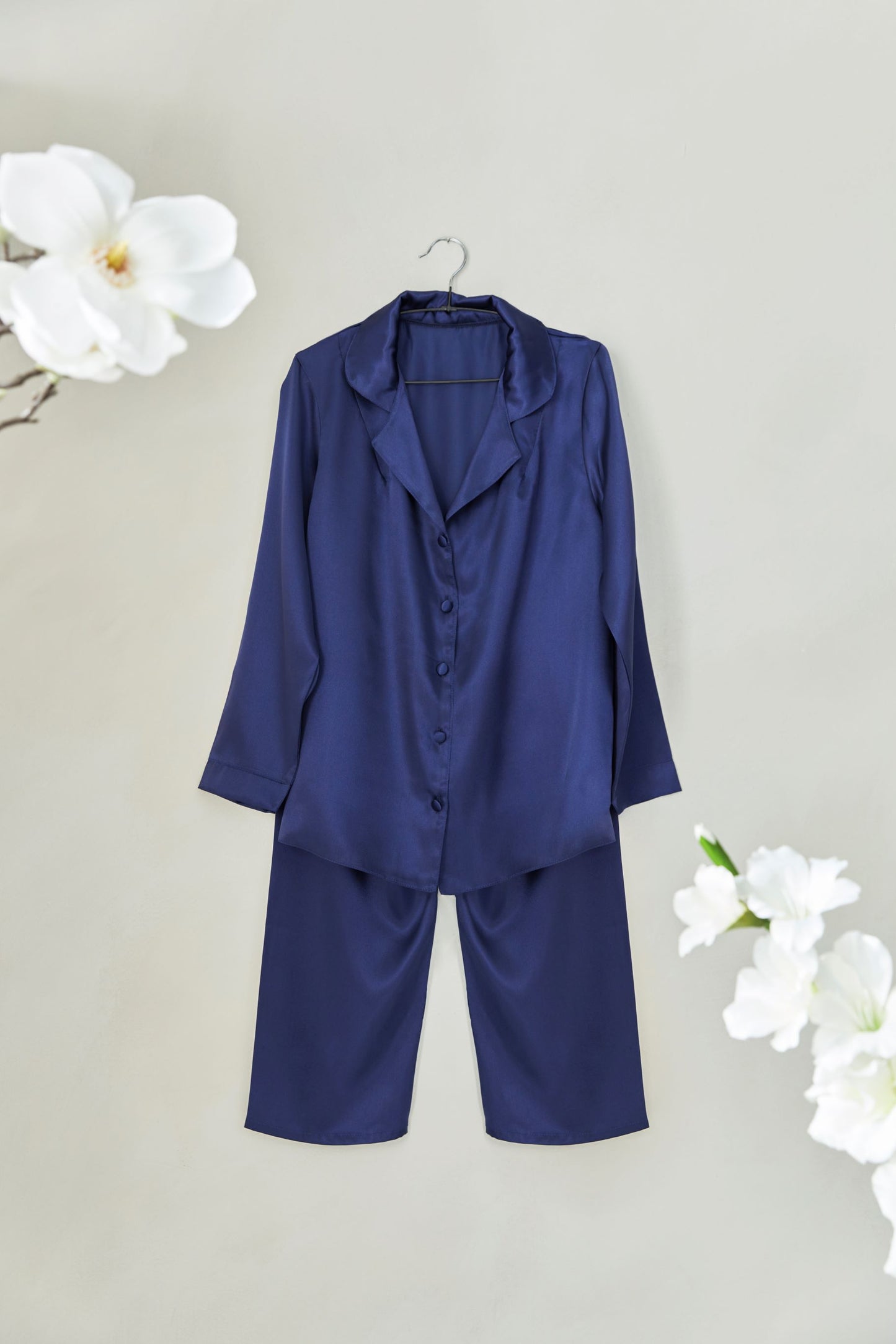 Navy Satin Pyjamas