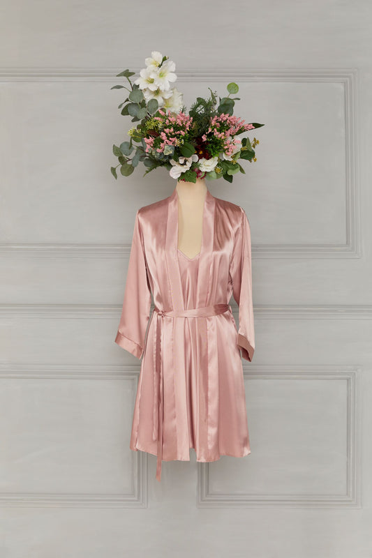 Pale Pink Short Nightdress and Dressing Gown