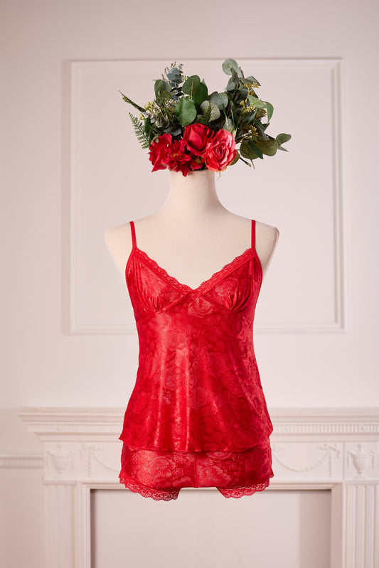 Red net Cami Set